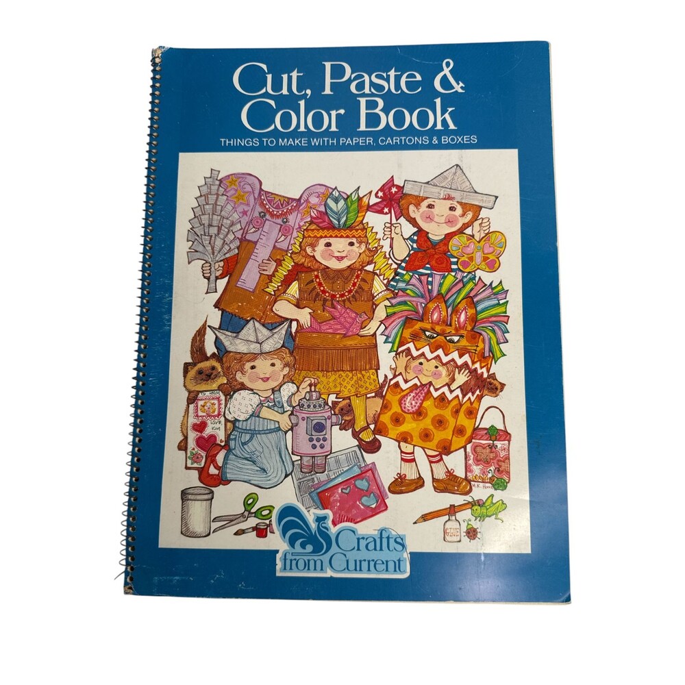 Vintage 1982 Cut Paste & Color Book Crafts From Current Paper Craft Activity